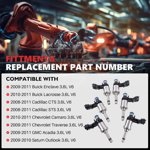Inyectores de combustible 6 piezas 12638530 para Camaro Traverse Gmc Acadia Cts Sts 3,6 l V6 - Imagen 20 de 24