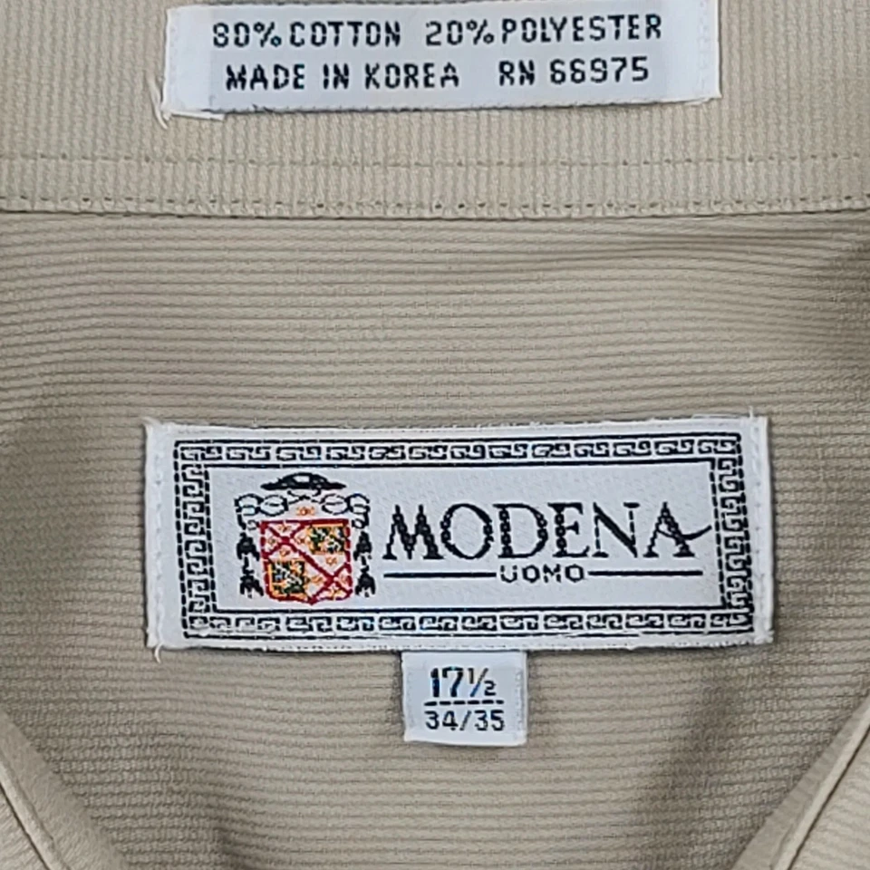 Camisa con botones Modena Uomo XL para hombre regular manga larga beige lisa Foto 3 de 4