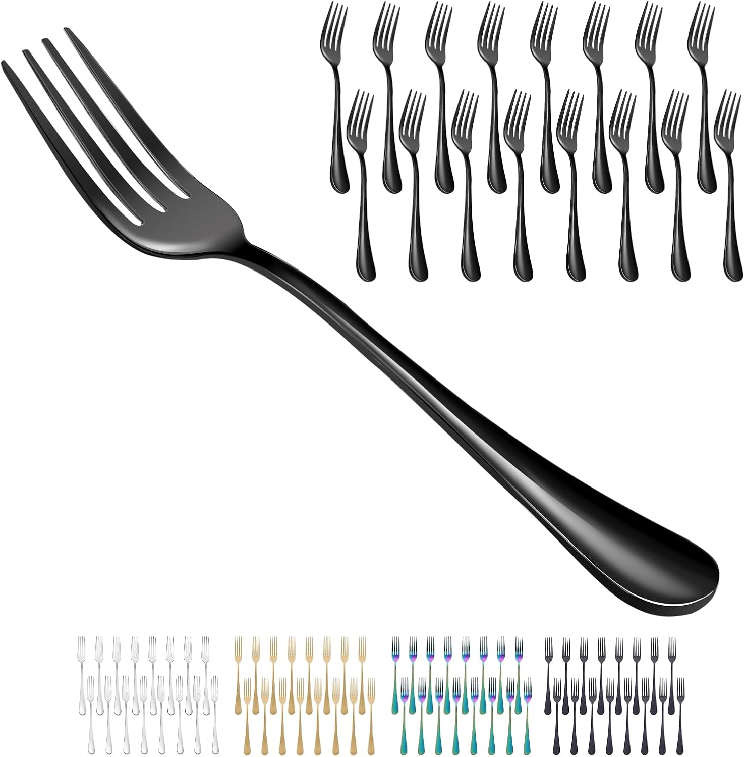 16 Piece Dinner Forks, 8 Inch, Top Food Grade Extra-Fine Stainless Steel Silverw