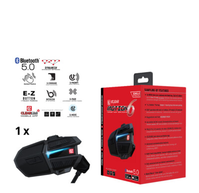 UCLEAR, Motion 6 Bluetooth 5.0 & MESH Intercom Headset   Single Pack