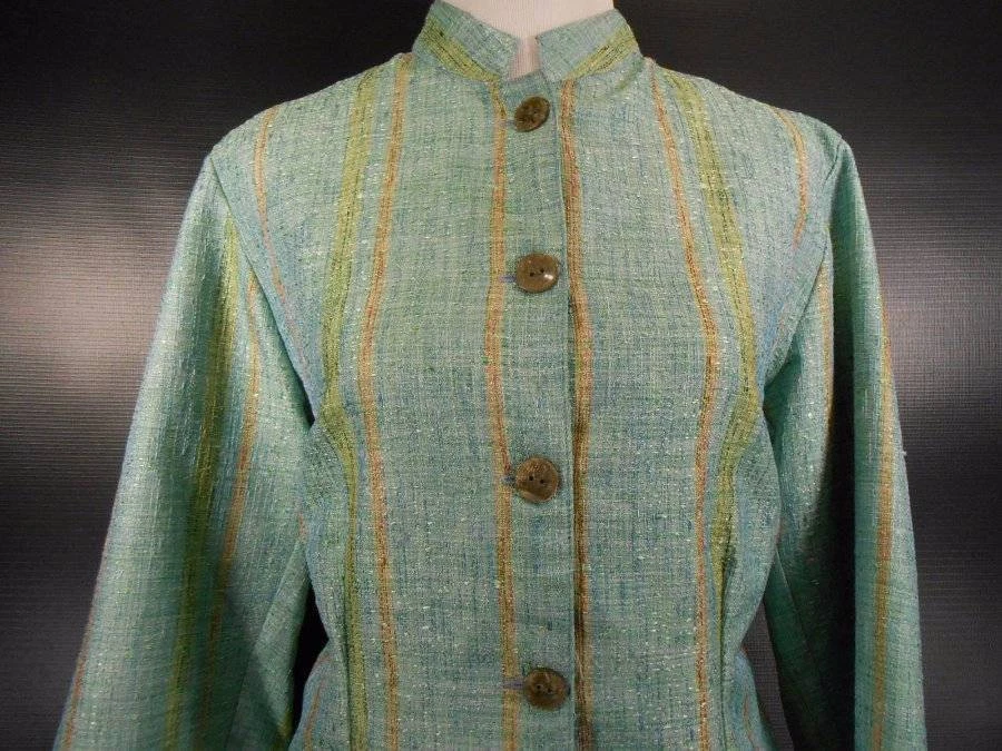 Beautiful Women's Medium Coldwater Creek Striped Thin Tweed Fitted Lined Blazer Foto 2 de 4