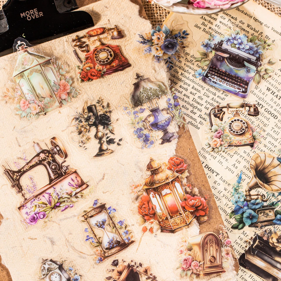 Antiques Floral PET Stickers 40pcs/pack Journals Planner DIY Scrapbooking Crafts - Image 2 of 4