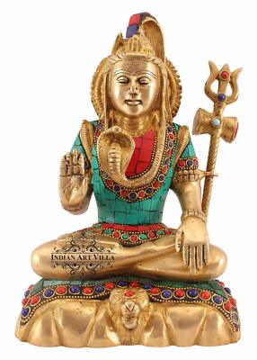 Selten Messing Designer Stein Arbeit Lord Shiva Mahakal Rudra Pooja Tempel Heim