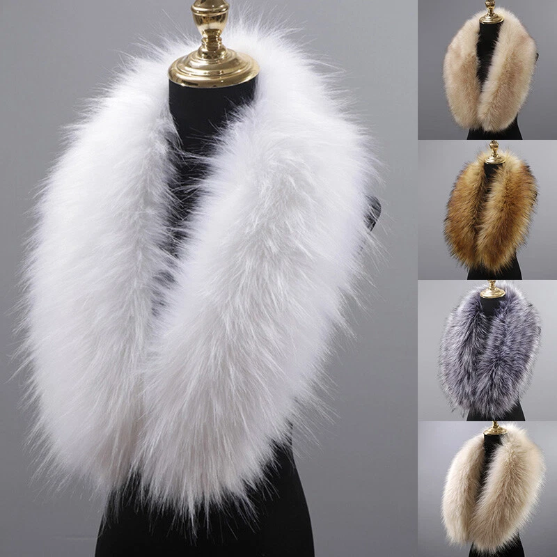 Womens Men Faux Fur Scarf Neck Warmer Wrap Extra Large Collar Shawl Stoles