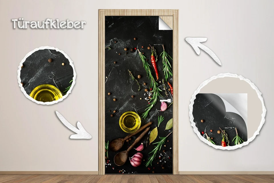 Türaufkleber Selbstklebend Klebefolie Türtapete Türposter Gewürze Gemüse - Bild 2 von 4