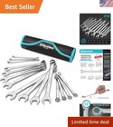Comprehensive 15-Piece Metric Wrench Set with 12-Point Box End and Roll Pouch
