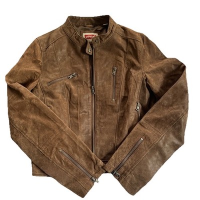 Levi's Women s L Suede Split Leather Moto Jacket Cafe Racer Style Y2K Vintage