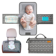 Portable Diaper Changing Pad - Baby Diaper Changer Travel Bag with Wipes Pocket,