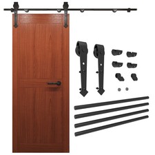 6FT Barn Door Hardware Kit, Heavy Duty Sliding Door Track with Floor Guide, 30-3