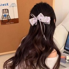 Fermaglio per capelli versatile fiocco a pois panno accessori capelli dolci coreano