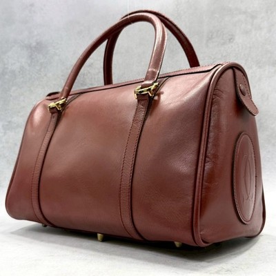 Cartier Must Line Leather Mini Boston Bag Bordeaux Top Handle 