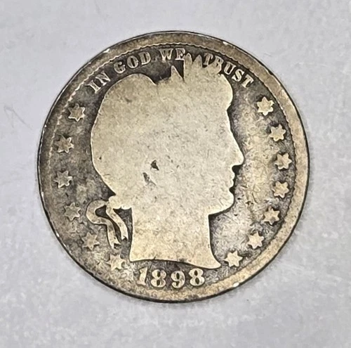 1898-P Barber Silver Quarter 25C - AG/G CONDITION - Free Shipping!