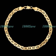 Genuine 18K Gold Filled 5.5mm Wide Flat Mariner Link Anchor Chain Necklace R081N