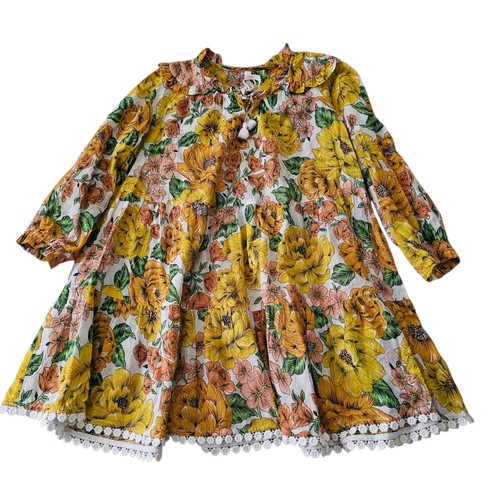 Zimmermann Girls Dress Size 6 Floral Long Sleeve Cotton Ruffle Hem Boho NWT - Picture 8 of 8
