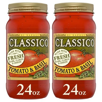 Tomato Basil Pasta Sauce Italian Homemade Style 24 oz Jar 2 Pack