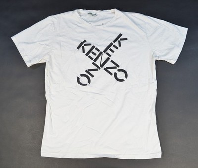 Kenzo Paris White Short Sleeve Double Sided Shirt Spellout Women's XL