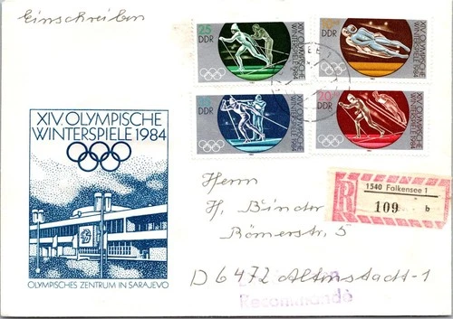 Germany 1984 FDC Registered Mail / XIV Olympic Winter Games - Falkensee - J24901
