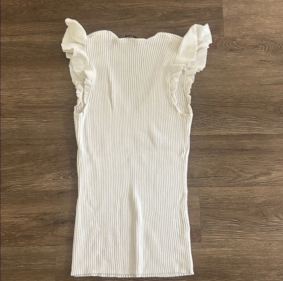 Top tejido acanalado cachemir otoño en blanco talla grande Foto 3 de 3