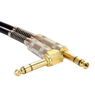 1 m GOLD rechter Winkel Stereo/symmetrische Klinke 6,35 mm Stecker Kabel Leitung