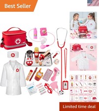 Comprehensive Kids Doctor Playset - 34 Pieces Including Costume  Medical Tools