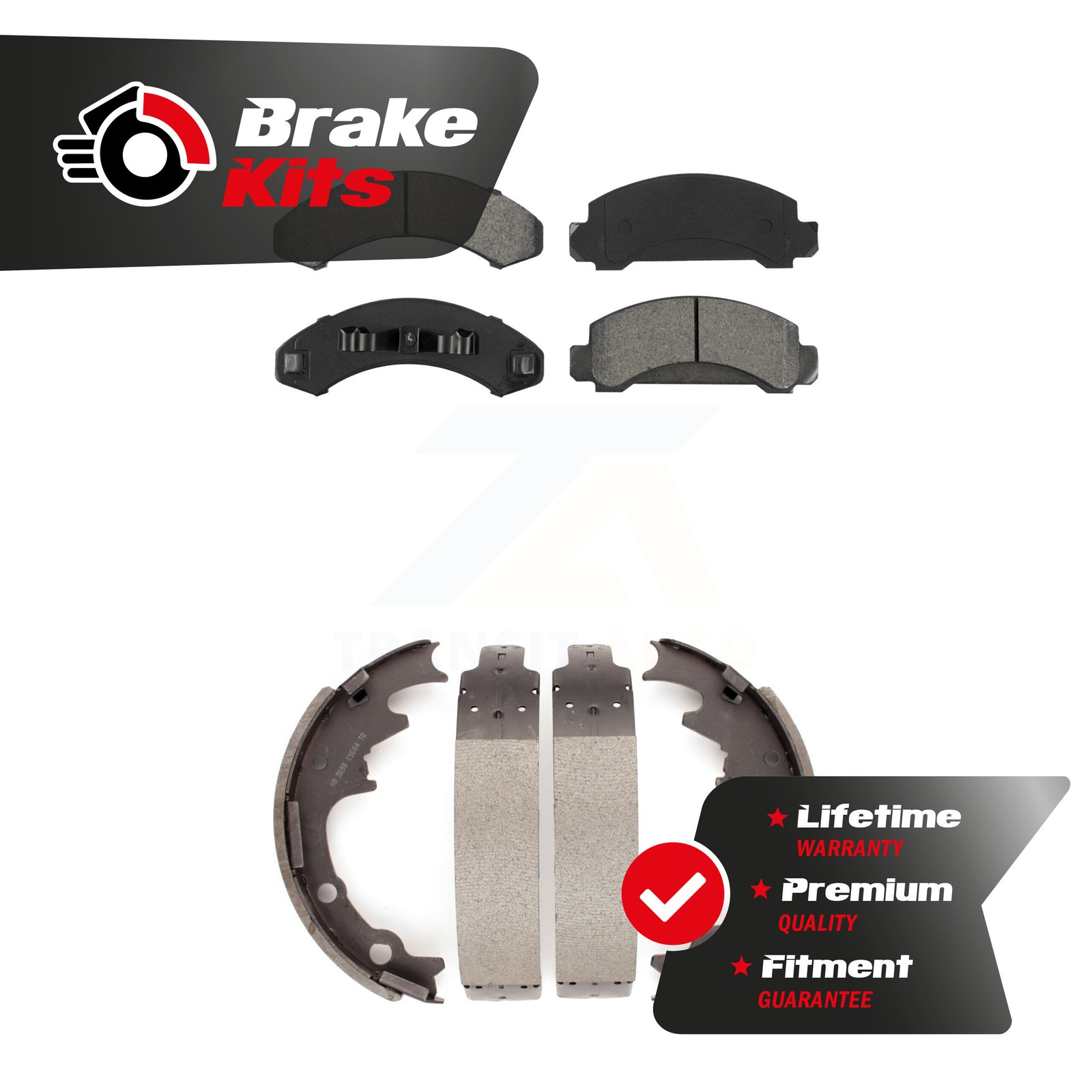 Front Rear Semi-Metallic Brake Pads And Drum Shoes Kit For 1983-1994 Ford Ranger