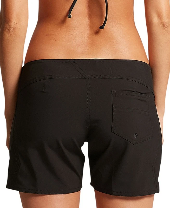 Volcom Women's Juniors' Simply Solid Swim Cover-Up Shorts (Black, 5) - Image 3 of 3