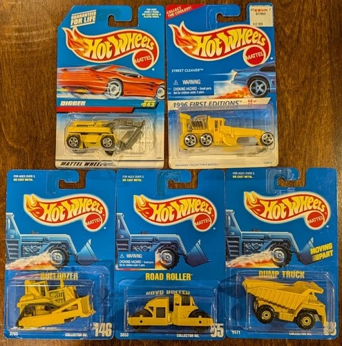 Hot Wheels Blue Card Construction Trucks - Vintage 1990s #146, 55, 38, 643, 373