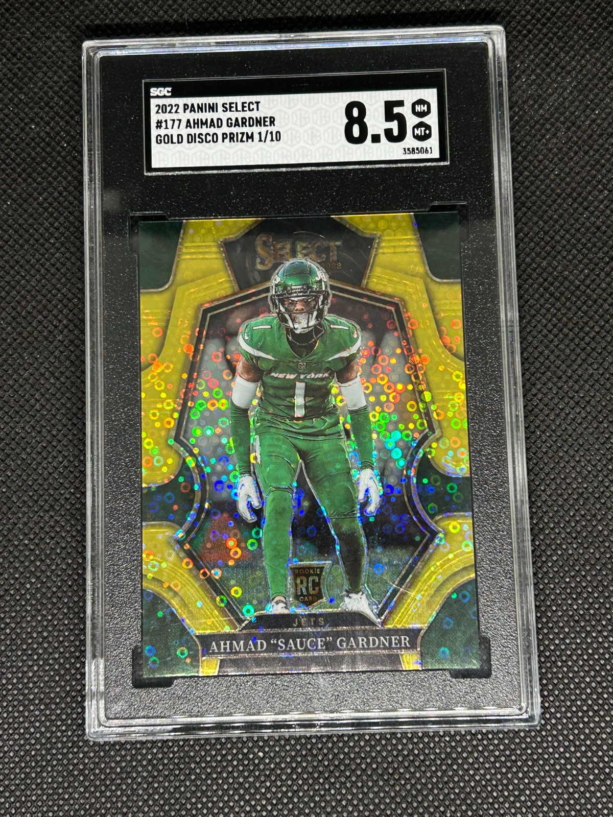 2022 Select Ahmad Sauce Gardner #177 Gold Disco Prizm 1/10 Jersey # Rookie RC