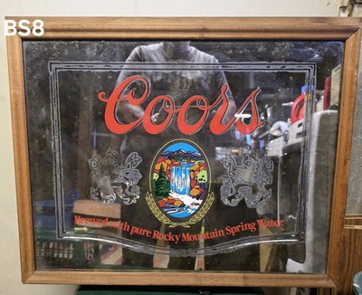 Vintage 1980s COORS Rocky Mountain Springs Lighted Mirror Beer Sign Wall 25 X 20