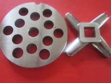*COMBO* #22 x 1/2" (12 mm) holes Meat Grinder Plate & HEAVY DUTY KNIFE *ITALY*