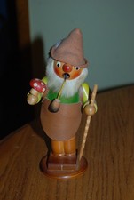 Vintage Steinbach figural man with wood & mushroom incense smoker 8" tall
