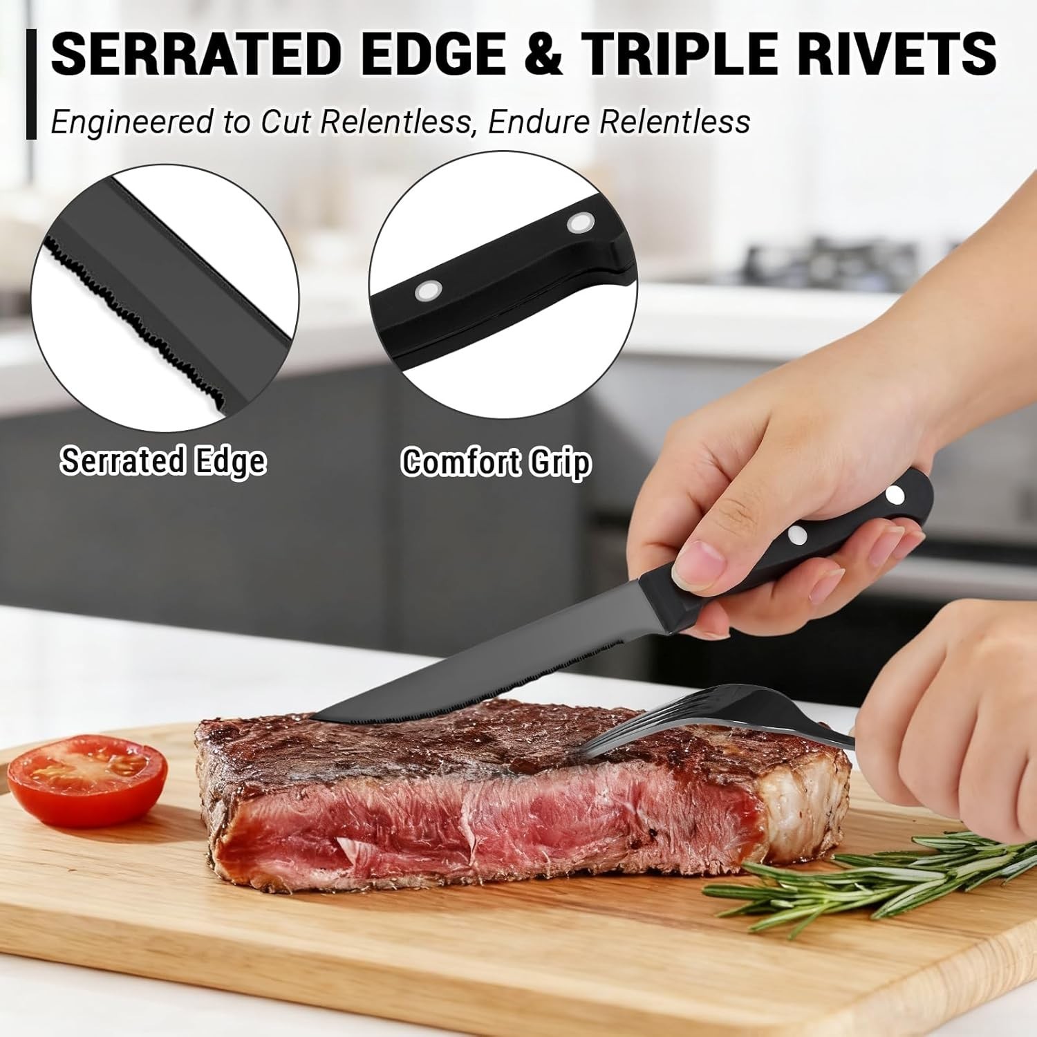 Modern 48-Piece Mirror Polished Flatware Set with Steak Knives - Dishwasher Safe