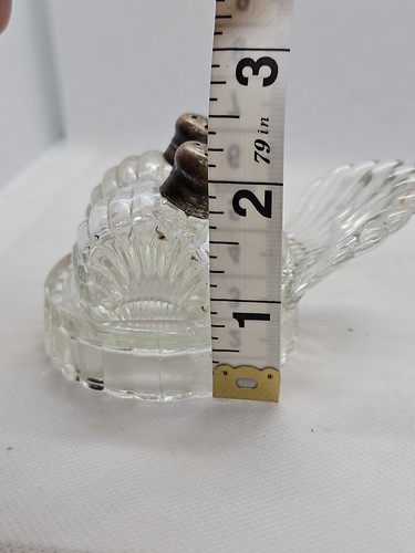 Salero y pimentero de vidrio prensado transparente de colección en bandeja de cola de pavo - Imagen 20 de 20