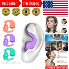 Swimming Ear Plugs for Adults,3 Pairs Waterproof Reusable Silicone Swim Earpl...