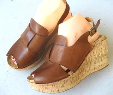Kork Ease Alex womens sandals wedge size 8 M Brown Leather