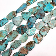 Natural Turquoise Flat Nugget Beads for Jewelry Making 20-25x16-28mm 