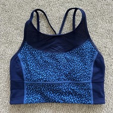 Lululemon Clip-In Long Line Sports Bra Miss Mosaic Lakeside Blue Size 6