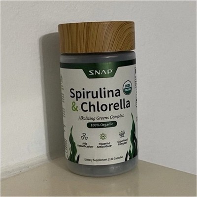 Snap USDA Organic Spirulina & Chlorella, Detox & Immunity, 120ct