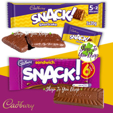 CADBURY SNACK SHORTCAKE SANDWICH MULTIPACK Chocolate Biscuit Bar Lunch Break