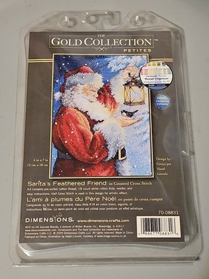 New* Dimension Gold Collection Petites Santa's Feathered Friend Cross Stitch Kit