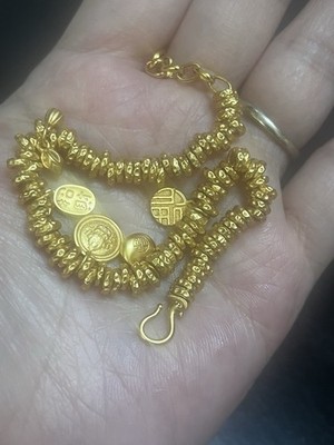 goldene Glücksringe Armband mit Charms 19cm