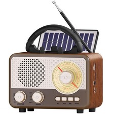 Portable Radio AM FM SW Bluetooth Speaker, Retro Vintage Decor Solar Radio