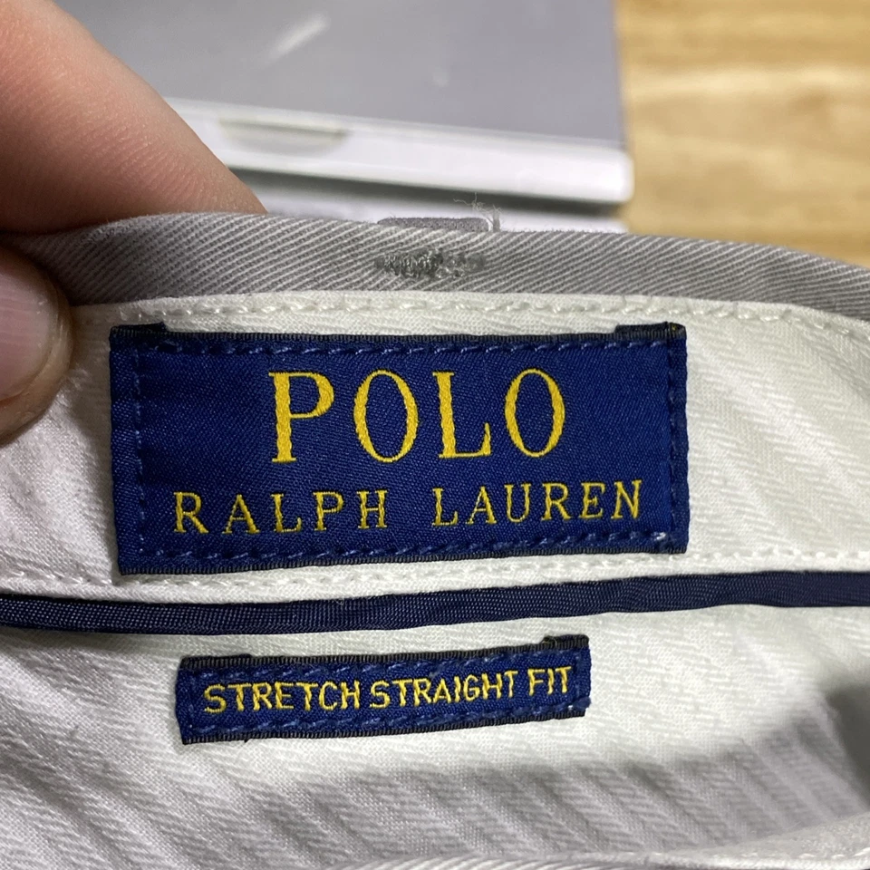 Pantalones POLO Ralph Lauren Para Hombre 38x30 Gris Elastizados Calce Recto Chino Trabajo Elegante Foto 3 de 4