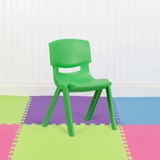 Green Plastic Stackable School Chair with 15.5" Seat Height, PK5 Flash Furniture
