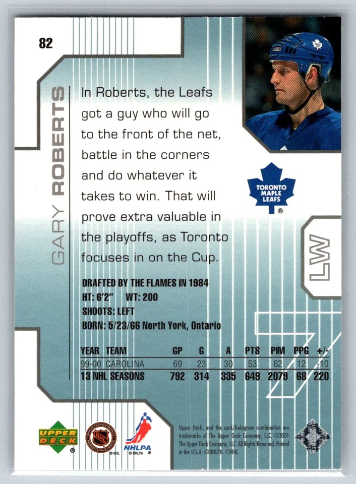 2000 Upper Deck Pros & Prospects #82 Gary Roberts Toronto Maple Leafs - Image 2 of 2