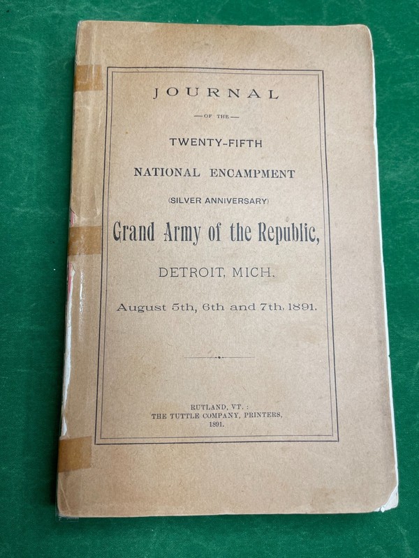 GAR 1891 Journal Of The 25 Annual National Encampment /cover repair