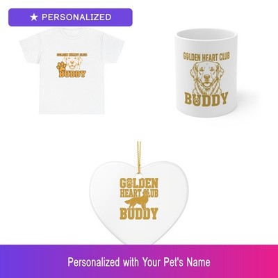 Custom Golden Retriever Gift Set Shirt Mug Ornament Personalized Pet Name Bundle