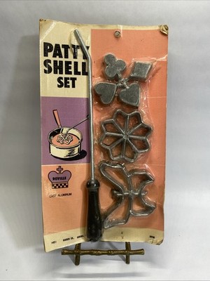 Vintage PATTY SHELL SET Cast Aluminum Pastry Mold Utensil 4 Piece Set