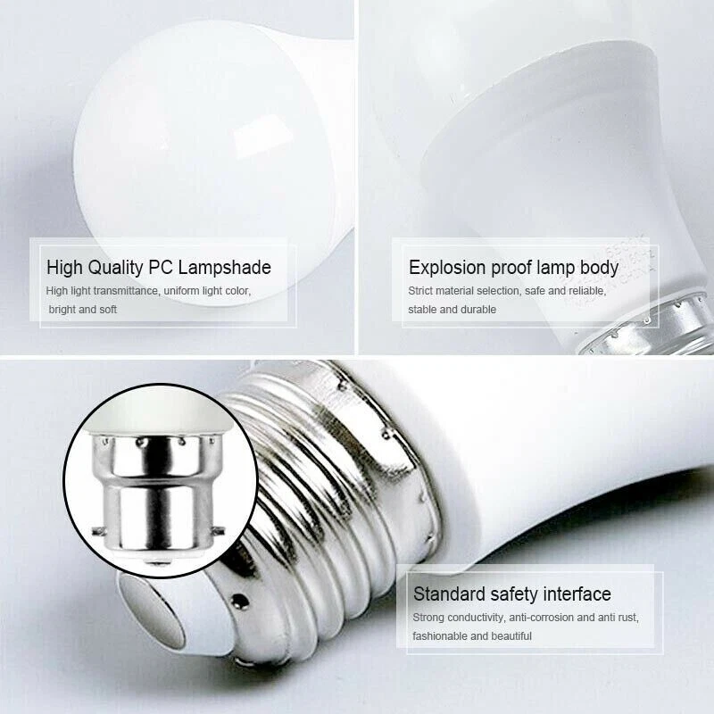 10X LED Bulb 5-18W E27/B22 Globe Light Cool/Warm White Bayonet/Screw Bright Bulb - image 3 of 4