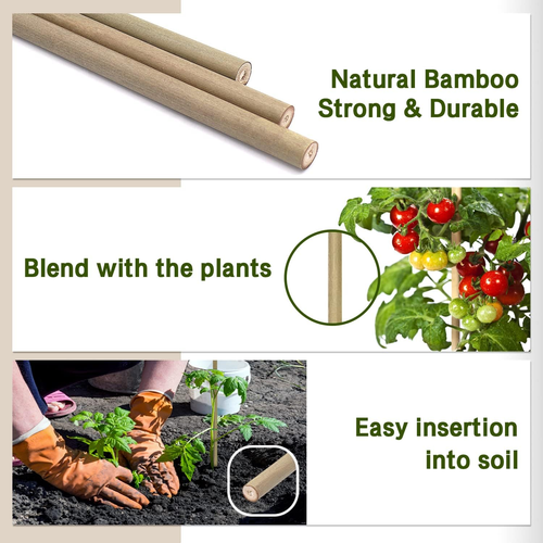 Bovitro 20Pcs 18" Bamboo Plant Stakes for Tomatoes, Beans & Potted Plants - Picture 2 of 12